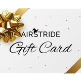 Gift card with a gold bow and 'Airstride' branding on a white background
